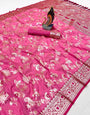 Exquisite Dark Pink Soft Banarasi Silk Saree With Diaphanous Blouse Piece