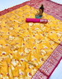 Refreshing Yellow Soft Banarasi Silk Saree With Grandiose Blouse Piece