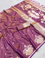 Proficient Lavender Soft Banarasi Satin Silk Saree With Scrumptious Blouse