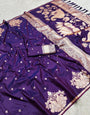 Rhapsody Purple Soft Banarasi Satin Silk Saree With Enthralling Blouse