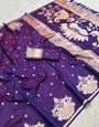 Prettiest Royal Purple Soft Banarasi Satin Silk Saree With Smashing Blouse