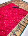 Dazzling Dark Pink Paithani Silk Saree With Denouement Blouse Piece