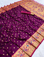 Profuse Purple Paithani Silk Saree With Ephemeral Blouse Piece