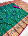 Nebula Rama Paithani Silk Saree With Trendy Blouse Piece