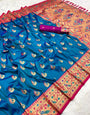 Radiant Blue Paithani Silk Saree With Lassitude Blouse Piece