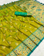 Fairytale Mehndi Paithani Silk Saree With Seraglio Blouse Piece