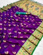 Angelic Purple Paithani Silk Saree With Enchanting Blouse Piece