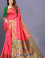 Radiant Pink Paithani Silk Saree With Impressive Blouse Piece