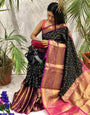 Profuse Black Banarasi Silk Saree With Felicitous Blouse Piece