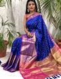 Improbable Blue Banarasi Silk Saree With Symmetrical Blouse Piece