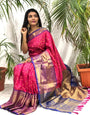 Easy on the eyes Pink Banarasi Silk Saree With Amiable Blouse Piece