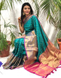 Magnificat Rama Banarasi Silk Saree With Incredible Blouse Piece