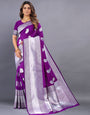 Prodigal Purple Banarasi Silk Saree With Scrumptious Blouse Piece