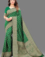 Gratifying Dark Green Soft Banarasi Silk Saree With Demanding Blouse Piece