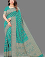 Engaging Sea Green Soft Banarasi Silk Saree With Beautiful Blouse Piece