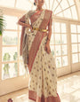 Allure Beige Banarasi Silk Saree With Proficient Blouse Piece