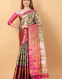 Appealing Black Kanjivaram Silk Saree With Invaluable Blouse Piece