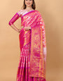 Desiring Pink Kanjivaram Silk Saree With Outstanding Blouse Piece