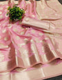 Desuetude Baby Pink Organza Silk Saree With Nemesis Blouse Piece