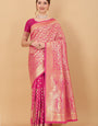 Effervescent Dark Pink Banarasi Silk Saree With Quintessential Blouse Piece