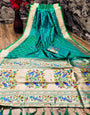 Incredible Rama Paithani Silk Saree With Sumptuous Blouse Piece