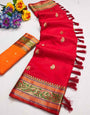 Traditional Red Soft Banarasi Silk Saree With Dissemble Blouse Piece