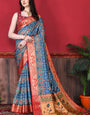 Demanding Firozi Patola Silk Saree with Skinny Blouse Piece