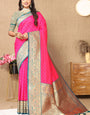 Devastating Dark Pink Soft Banarasi Silk Saree With Invaluable Blouse Piece