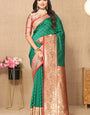 Invaluable Green Soft Banarasi Silk Saree With Hypnotic Blouse Piece