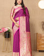 Adorning Purple Soft Banarasi Silk Saree With Ethnic Blouse Piece