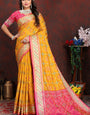 Gorgeous Yellow Soft Banarasi Silk Saree With Designer Blouse Piece