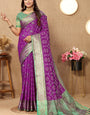 Gleaming Purple Soft Banarasi Silk Saree With Glowing Blouse Piece