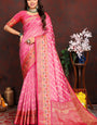 Innovative Pink Soft Banarasi Silk Saree With Adorning Blouse Piece