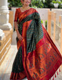 Elision Dark Green Paithani Silk Saree With Redolent Blouse Piece