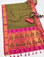 Propinquity Green Paithani Silk Saree With Evanescent Blouse Piece