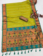 Petrichor Mehndi Paithani Silk Saree With Epiphany Blouse Piece