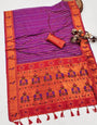 Panoply Purple Paithani Silk Saree With Ephemeral Blouse Piece