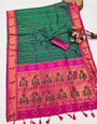 Palimpsest Rama Paithani Silk Saree With Embrocation Blouse Piece