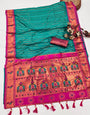 Efflorescence Sea Green Paithani Silk Saree With Ratatouille Blouse Piece