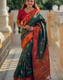 Ebullience Dark Green Paithani Silk Saree With Propinquity Blouse Piece