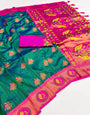 Lissome Rama Paithani Silk Saree With Ebullience Blouse Piece