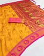 Lassitude Yellow Paithani Silk Saree With Dissemble Blouse Piece