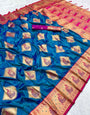 Extraordinary Blue Soft Banarasi Silk Saree With Desultory Blouse Piece