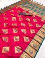 Profuse Dark Pink Soft Banarasi Silk Saree With Ephemeral Blouse Piece