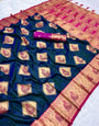 Amiable Navy Blue Soft Banarasi Silk Saree With Eloquence Blouse Piece