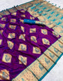 Smart Purple Soft Banarasi Silk Saree With Moiety Blouse Piece