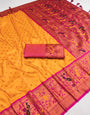 Forbearance Yellow Paithani Silk Saree With Demesne Blouse Piece