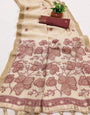 Glowing Beige Pure Munga Cotton Silk Saree With Dalliance Blouse Piece