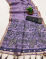 Mesmeric Lavender Pure Munga Cotton Silk Saree With Susurrous Blouse Piece