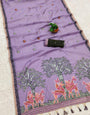 Efflorescence Lavender Pure Munga Cotton Silk Saree With Vibrant Blouse Piece